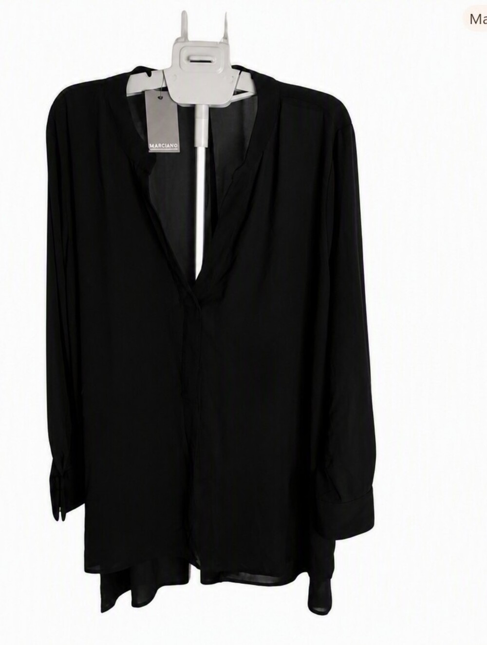 NWT Eloquii Anthropologie Black Sheer High Low V Neck Tunic Blouse Size 18